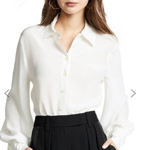NEW White Solid Shift Office & Career Work Blouse